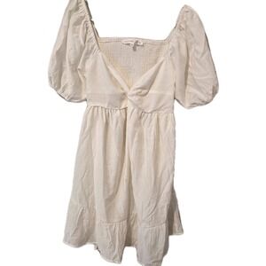 Altar'd State Baby Doll Dress Smocked Bodice Cut Out Back Off White Medium